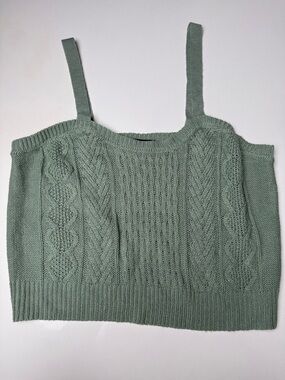 Almost Famous Mint Green Cable Knit Sweater Tank